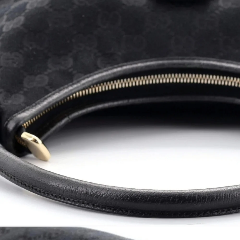 💝 GUCCI GG Abbey Canvas Medium D-Ring Hobo shoulder Bag- Black.